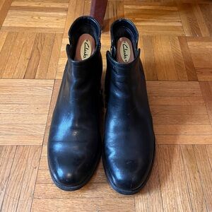 Clark’s Genuine Leather Black Booties